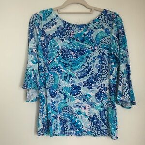 Lilly Pulitzer blue 3 quarter shirt